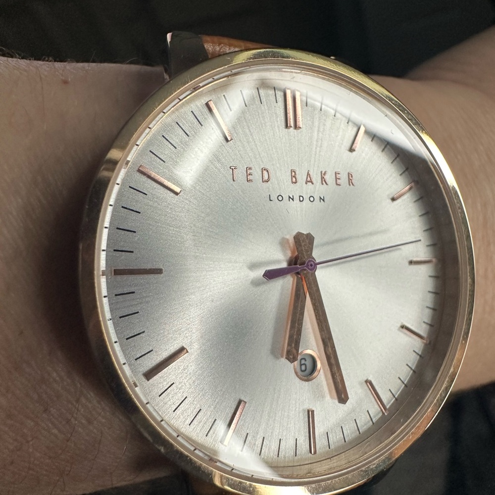 NEW with Tags! Ted Baker London Watch Brown Leather Rose Gold Date Display - Picture 11 of 16